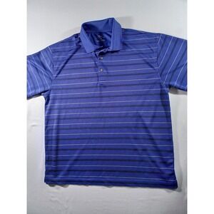 PGA TOUR Men's Blue Striped Golf Polo Shirt Size L G Performance Top